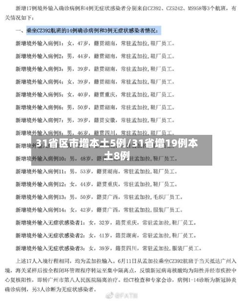 31省区市增本土5例/31省增19例本土8例-第3张图片