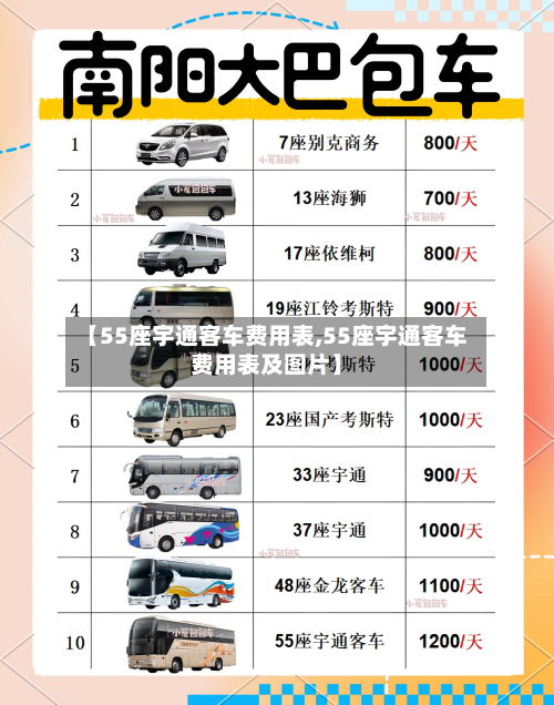 【55座宇通客车费用表,55座宇通客车费用表及图片】
